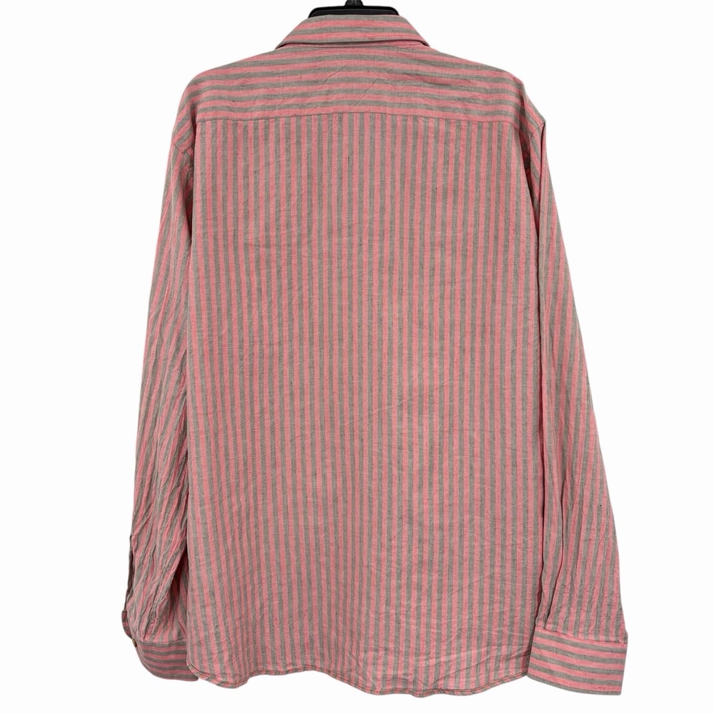 Borgo28 Shirt Mens 2XL Linen Cotton Blend Red Striped Made in Italy Button Up - Picture 2 of 11